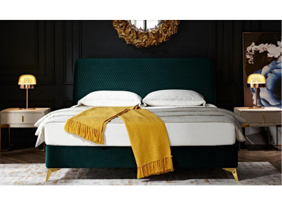 Bedroom 3-piece set bed, 2x nightstand console, upholstered double hotel beds