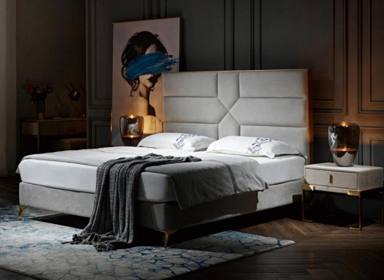 Double bed, bedroom, hotel, matrimonial, luxury, bed, 2x nightstands, 3-piece. New bed set.