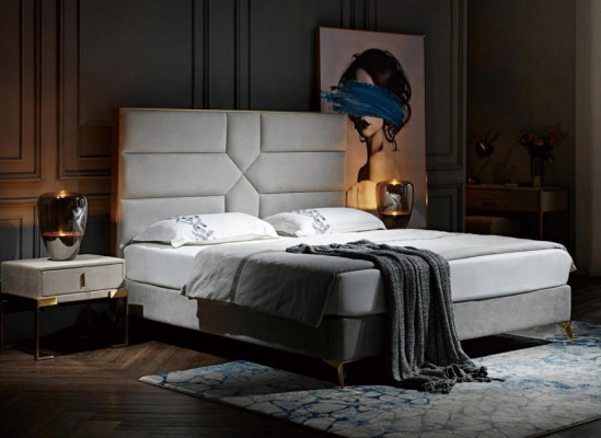 Double bed Bed Matrimonial bed Design luxury velvet upholstered bed Designer bed Textile Beds