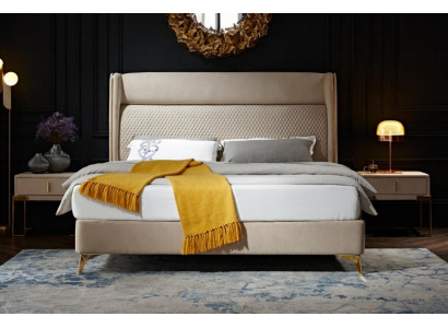 Bed 2x Nightstand 3-piece Bedroom Set Designer Hotel Furnishing Beds New