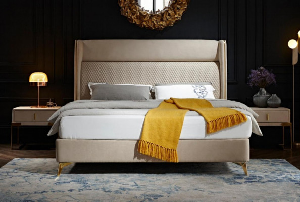 Double bed bedroom hotel marriage luxury bed 2x nightstand 3-piece set beds new