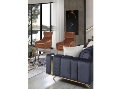 Armchair Single-Seater Luxury Upholstery Furniture Living Room Brown Armchair Textile Lounge New