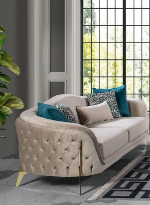 Sofa 3 seat design living room upholstery wood cushion modern luxury gray