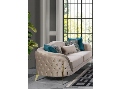 Sofa 3 seat design living room upholstery wood cushion modern luxury gray