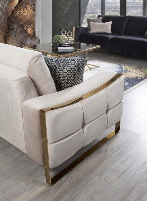 Classic Sofa 3-Seater Design Living Room Upholstery Wood Upholstery Modern Luxury White