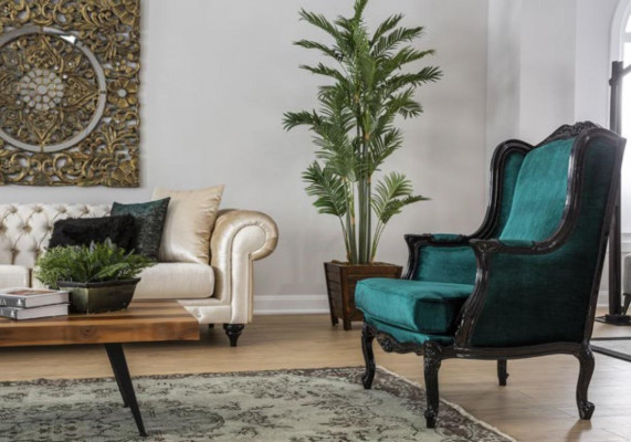 Classic Armchair Luxury Upholstery Fabric 1-Seater Upholstered Single Modern Green