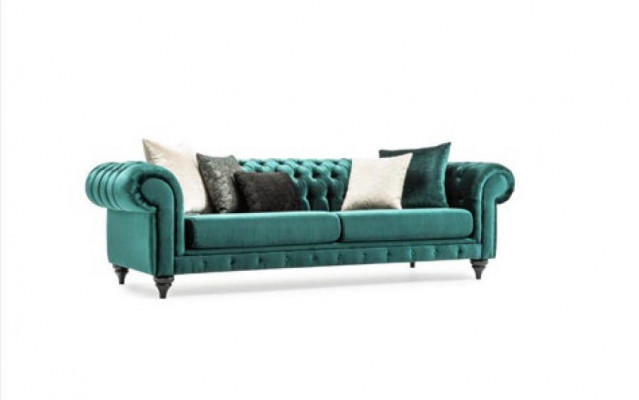 Classic Chesterfield Three-Seater Furniture Sofa Luxury Couches Green 3-Seat Sofas