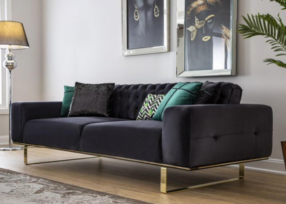 Modern sofa, 4-seat design, living room upholstery, wood upholstery, modern luxury