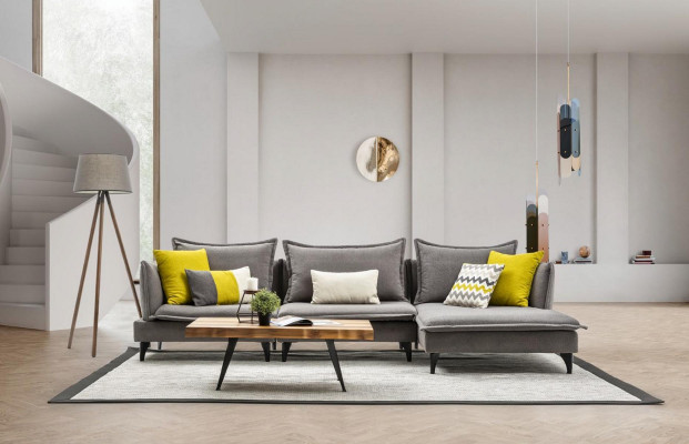 Gray Chesterfield Upholstered Sofa Corner Sofa Suite Upholstery Luxury Corner Sofas