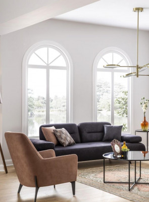 Armchair brown luxury fabric textile living room new creative modern design furniture new