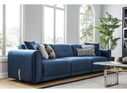 Luxury Sofa 4 Seater Living Room Modern Design Blue Leather Sofas Couches New