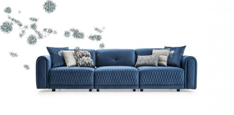 Luxury Sofa 4 Seater Living Room Modern Design Blue Leather Sofas Couches New