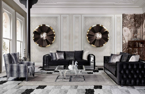 Chesterfield Sofa 3-Seater Living Room Modern Design Sofas Textile Couches New