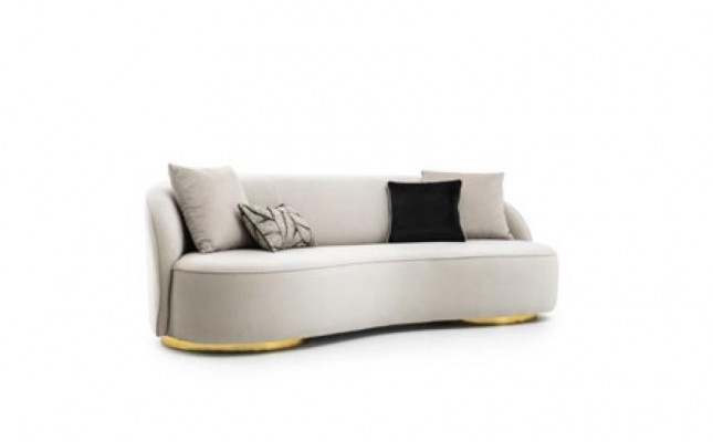 Luxury Sofa 3-Seater Fabric Living Room Modern Design Gray Sofas Upholstered Couches