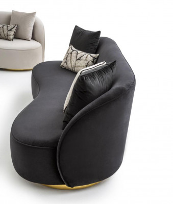 Luxury couches furniture living room four-seater black textile furniture round 4-seater