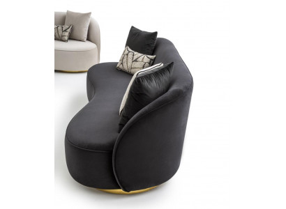 Luxury couches furniture living room four-seater black textile furniture round 4-seater