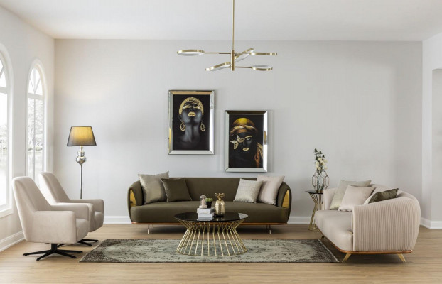 Luxury Sofa 3-Seater Fabric Living Room Modern Design Sofas Upholstered Couches