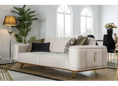 Modern sofa 3-seater upholstered sofa white textile seat design couch sofas fabric