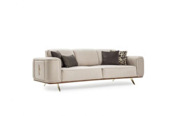 Modern sofa 3-seater upholstered sofa white textile seat design couch sofas fabric