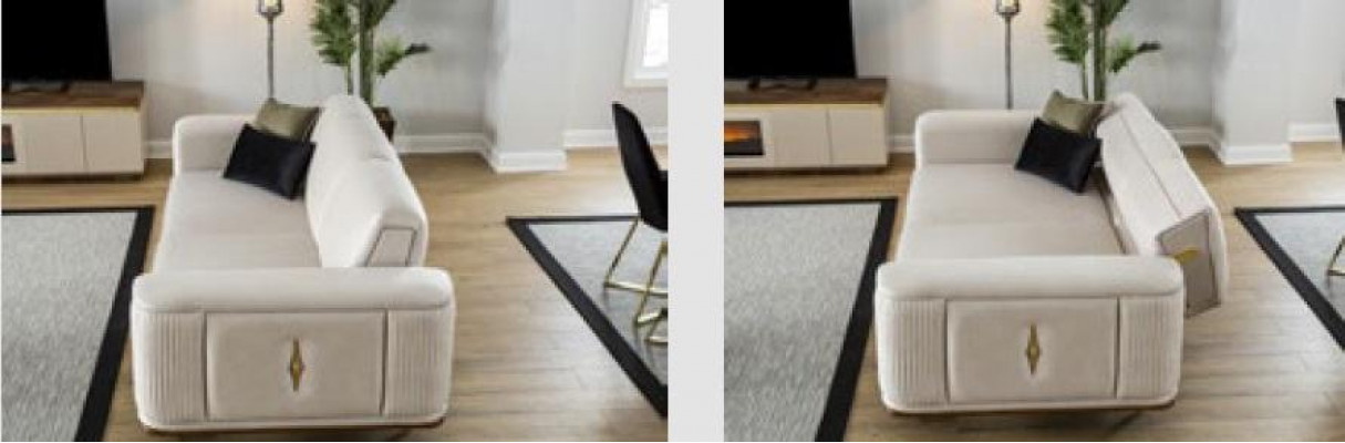 Modern sofa 3-seater upholstered sofa white textile seat design couch sofas fabric