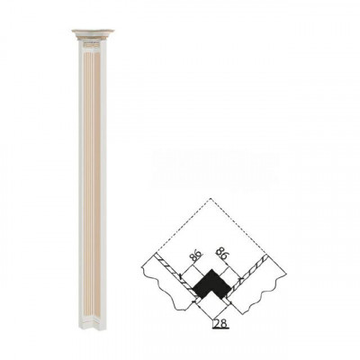 Corner column, wooden column, corner finishing element, Verona columns, V-cornerstone