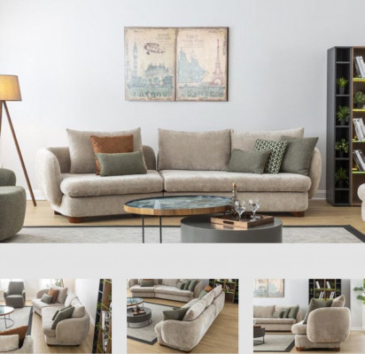 Sofa 3-seater upholstered sofa gray fabric seat design fabric modern couch sofas new