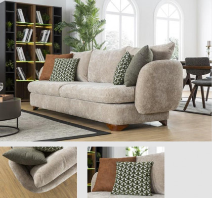 Sofa 3-seater upholstered sofa gray fabric seat design fabric modern couch sofas new