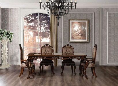 Classic dining room table with 4 chairs baroque rococo style furniture
