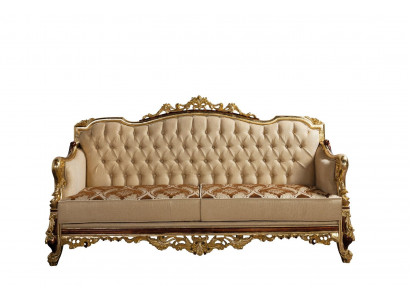 Chesterfield Couch Baroque Three-seater Furniture Sofa Couches Fabric Gold