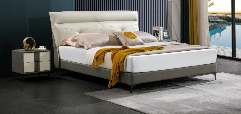 Designer upholstered double bed beds bed bedroom matrimonial bed leather bed new A591