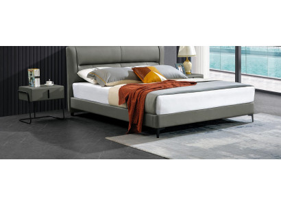 Double bed leather bed beds designer bed faux leather upholstery bedroom new