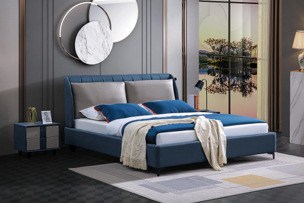 Designer upholstered double bed. Bed bedroom double bed fabric leather new.