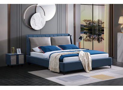Designer upholstered double bed. Bed bedroom double bed fabric leather new.