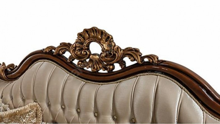 Chesterfield Baroque Three-Seater Furniture Sofa Couches Fabric Gold Couch