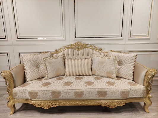 Chesterfield Sofa Baroque Couch Wood Velvet Three-Seater Classic Sofas Furniture