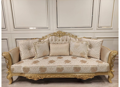 Chesterfield Sofa Baroque Couch Wood Velvet Three-Seater Classic Sofas Furniture