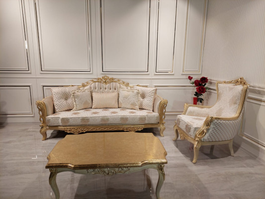 Chesterfield Sofa Baroque Couch Wood Velvet Three-Seater Classic Sofas Furniture