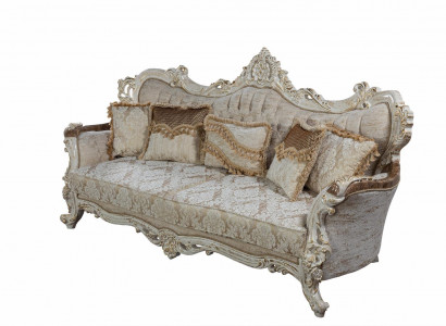 Chesterfield Baroque Three-Seater Couch Furniture Sofas Fabric Gold Sofa