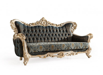 Baroque three-seater Chesterfield couch furniture sofa couches fabric gold