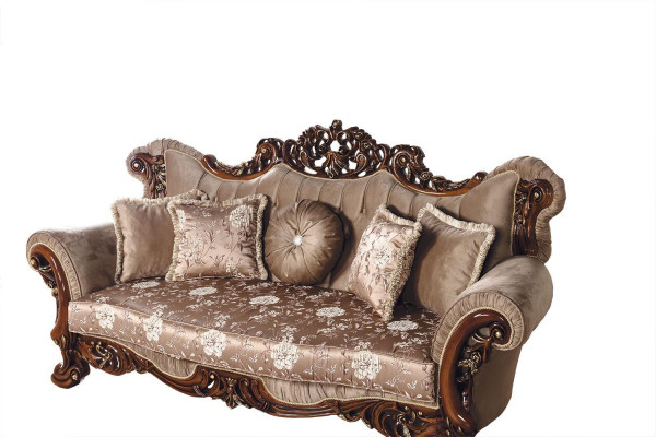 Baroque Three-Seater Chesterfield Couch Furniture Sofa Couches Fabric Brown