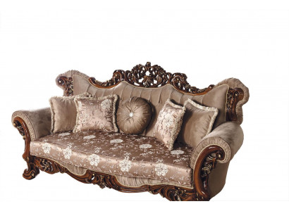 Baroque Three-Seater Chesterfield Couch Furniture Sofa Couches Fabric Brown