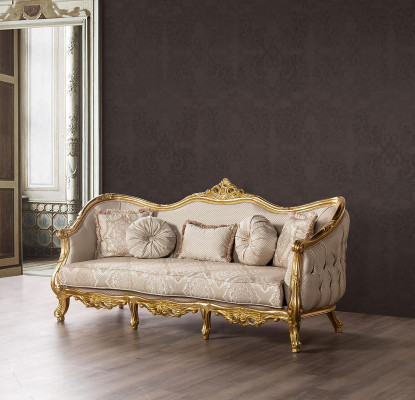 Luxury Couch Classic Three-Seater Sofa Couches Furniture Fabric Sofa
