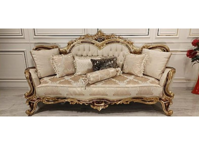 Chesterfield Baroque Three-Seater Couch Furniture Sofa Sofas Fabric Beige