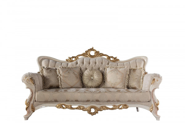 Chesterfield baroque couch furniture sofa sofas fabric gold three-seater