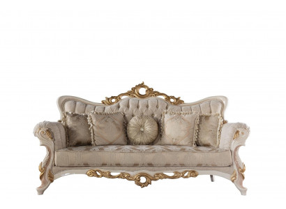 Chesterfield baroque couch furniture sofa sofas fabric gold three-seater