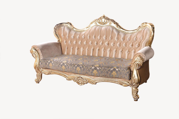 Chesterfield Baroque Three-seater Couch Furniture Sofa Fabric Gold Sofas