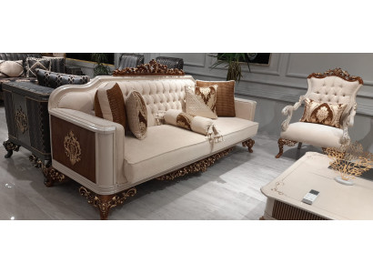 Three-seater Chesterfield Baroque Couch Furniture Sofa Sofas Fabric Gold