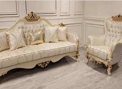 Luxury Sofa Beige Sofa Set Armchair 3+1 Seater Fabric Design Textile