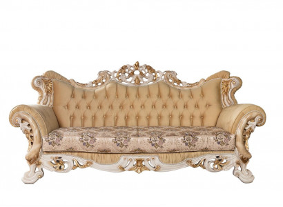 Chesterfield Baroque Three-Seater Couch Furniture Sofa Sofas Fabric Beige