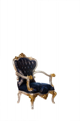 Luxury Armchair Classic Throne Chair Lounge Chair Baroque Velvet Blue Gold